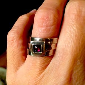 Garnet and Sterling Silver Stackable Rings